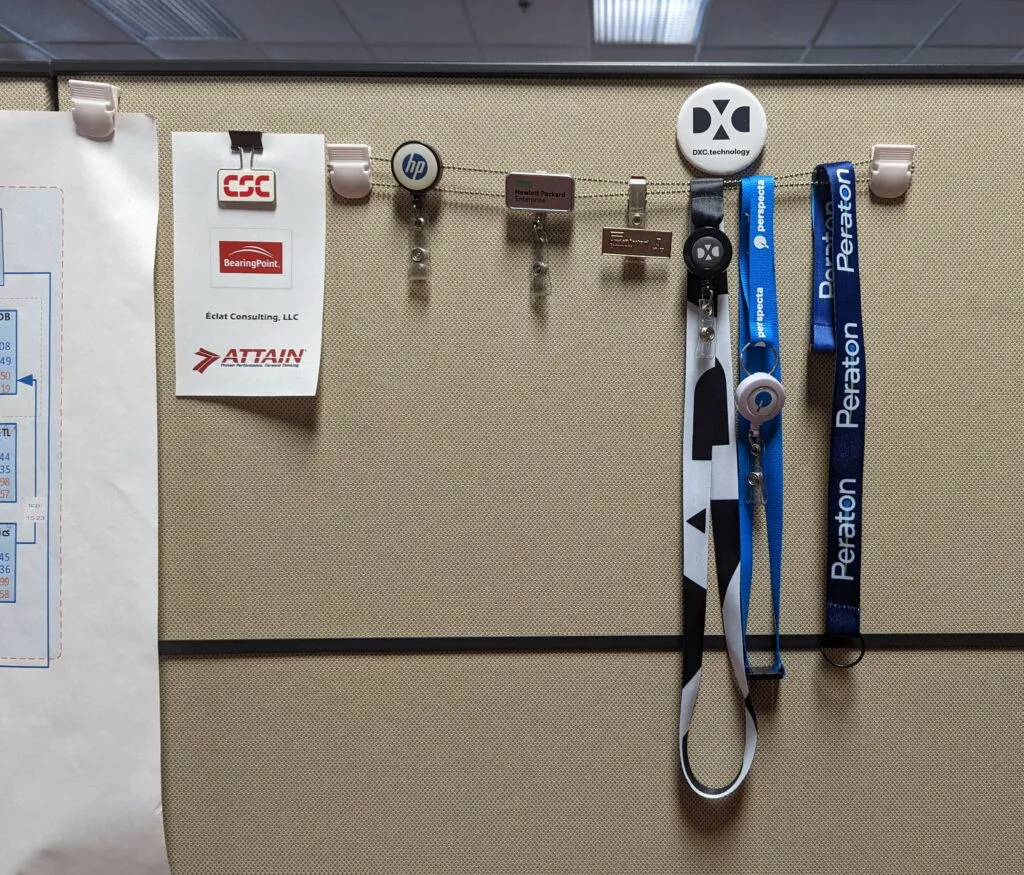 Wall of badge holders